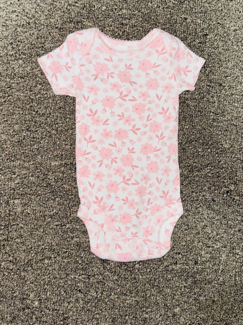Baby girl Pink Floral Short-Sleeve One-Piece Bodysuit Onesie